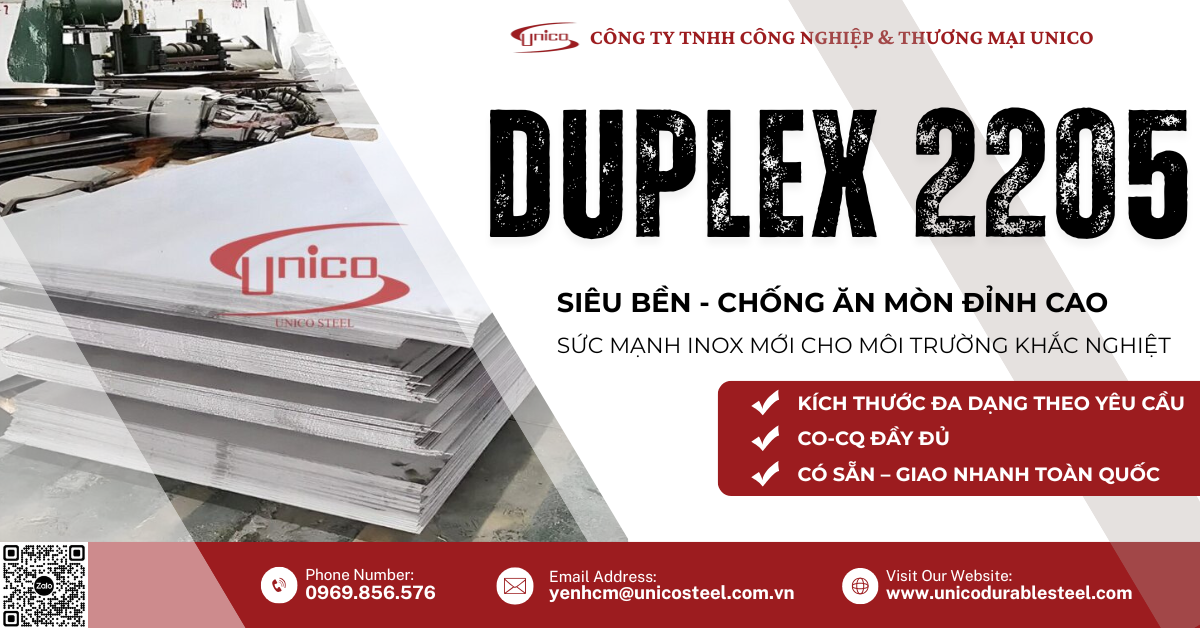 BÁN TẤM DUPLEX 2205 – INOX CƯỜNG ĐỘ CAO, CHỐNG ĂN MÒN MẠNH